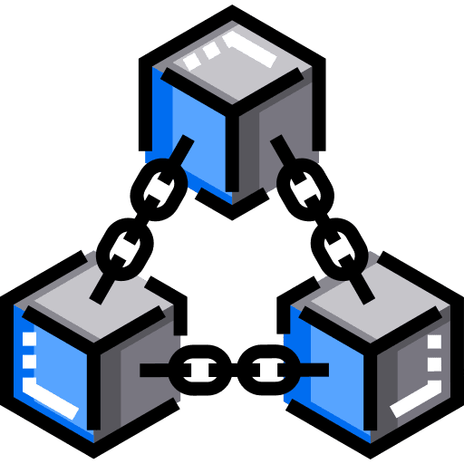 Blockchain Strategy Consulting illustration showing interconnected nodes representing a blockchain network